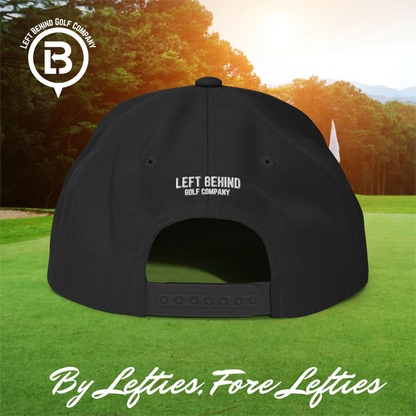 Lefty Golf 2024 Snapback Hat (Black) - Structured High-Profile Mens Golf Hats