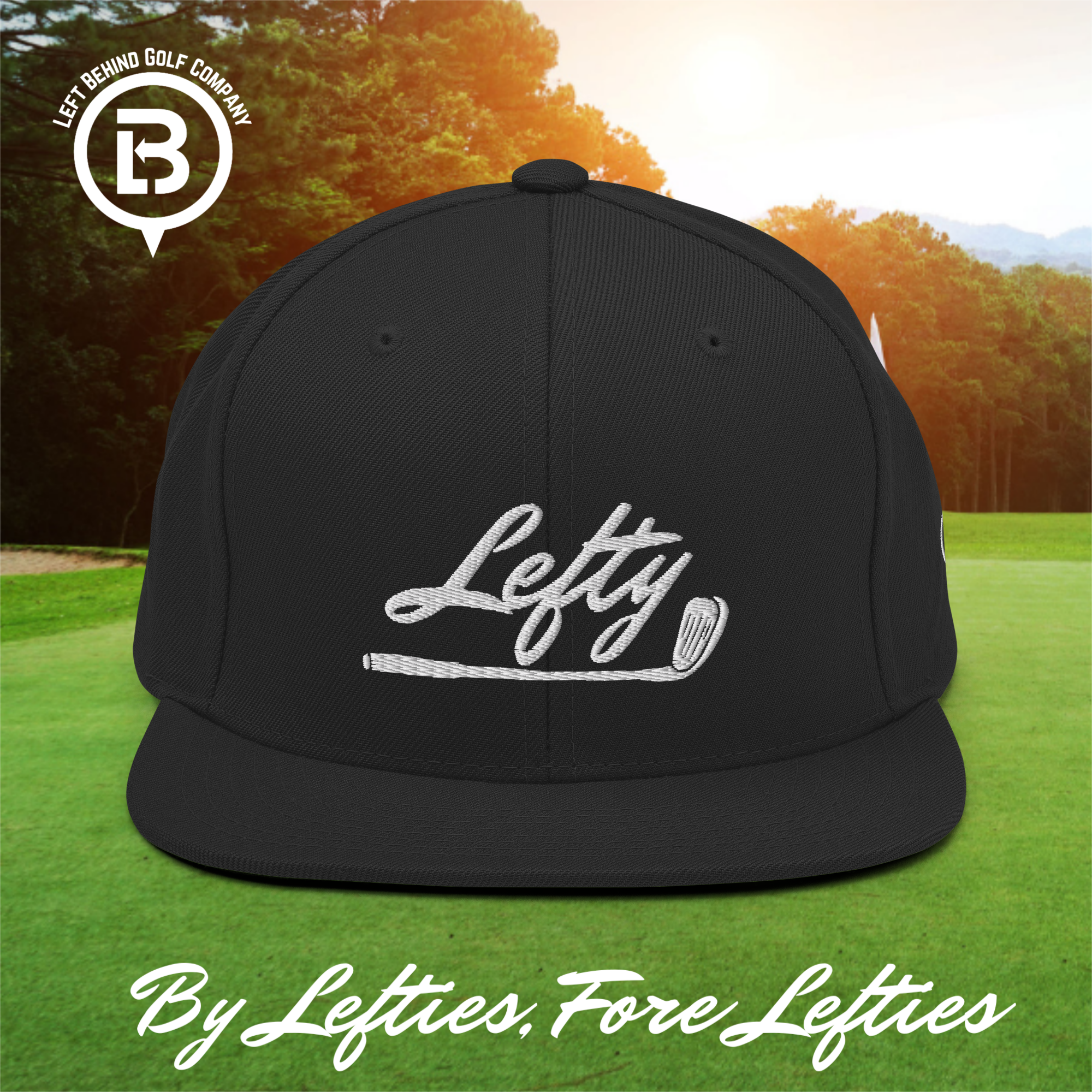 Lefty Golf 2025 Snapback Hat - Structured High-Profile Mens Golf Hats