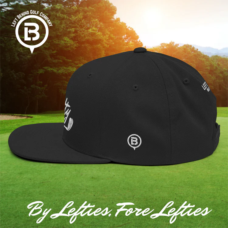 Lefty Golf 2024 Snapback Hat Black Structured High Profile Mens Go Left Behind Golf Company