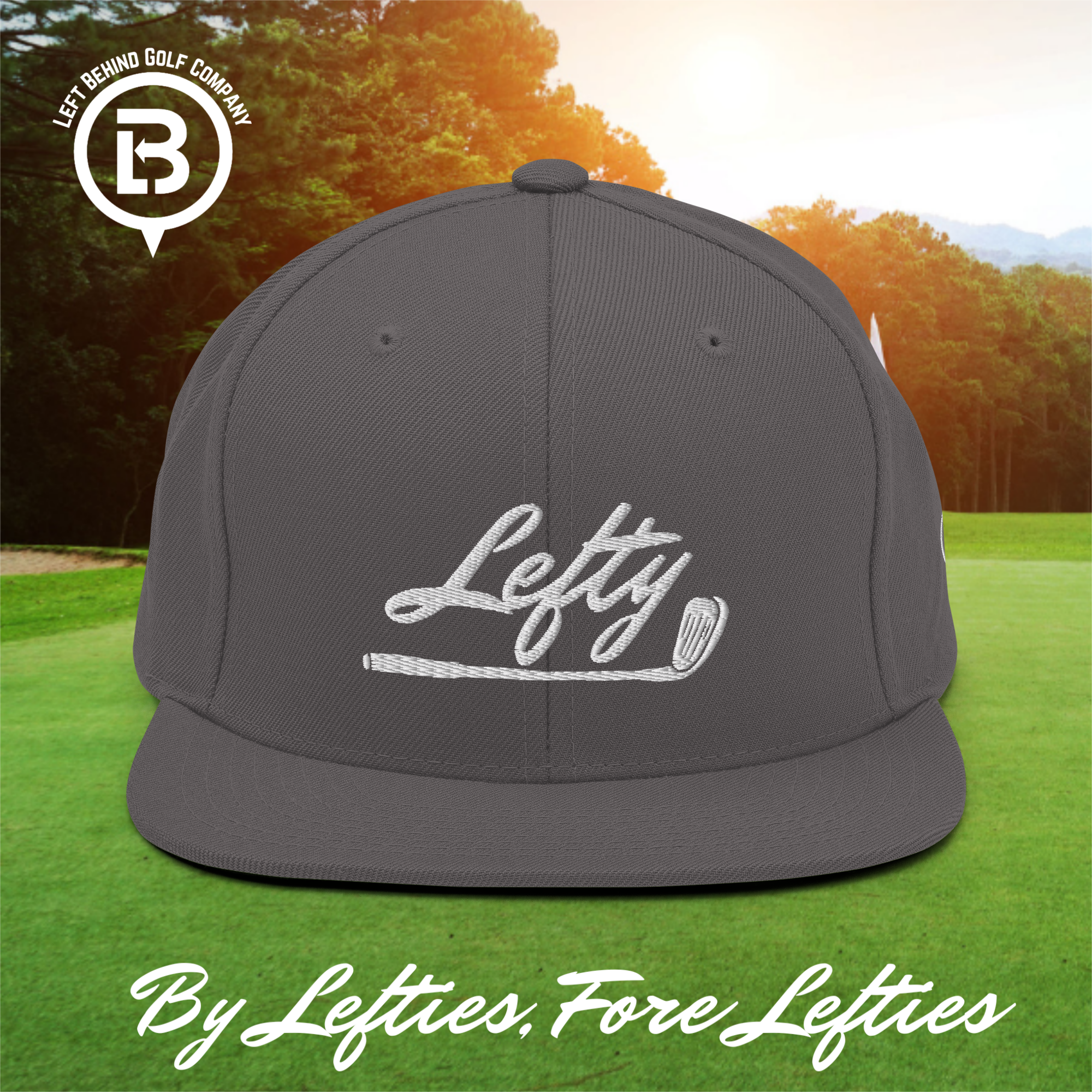 Lefty Golf 2025 Snapback Hat - Structured High-Profile Mens Golf Hats