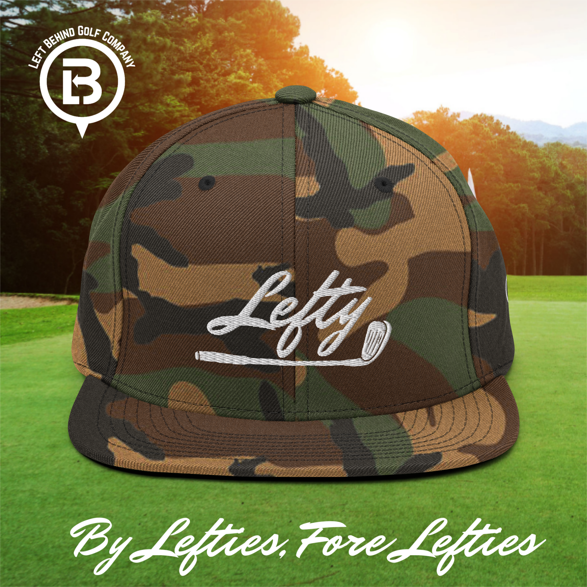 Lefty Golf 2025 Snapback Hat - Structured High-Profile Mens Golf Hats