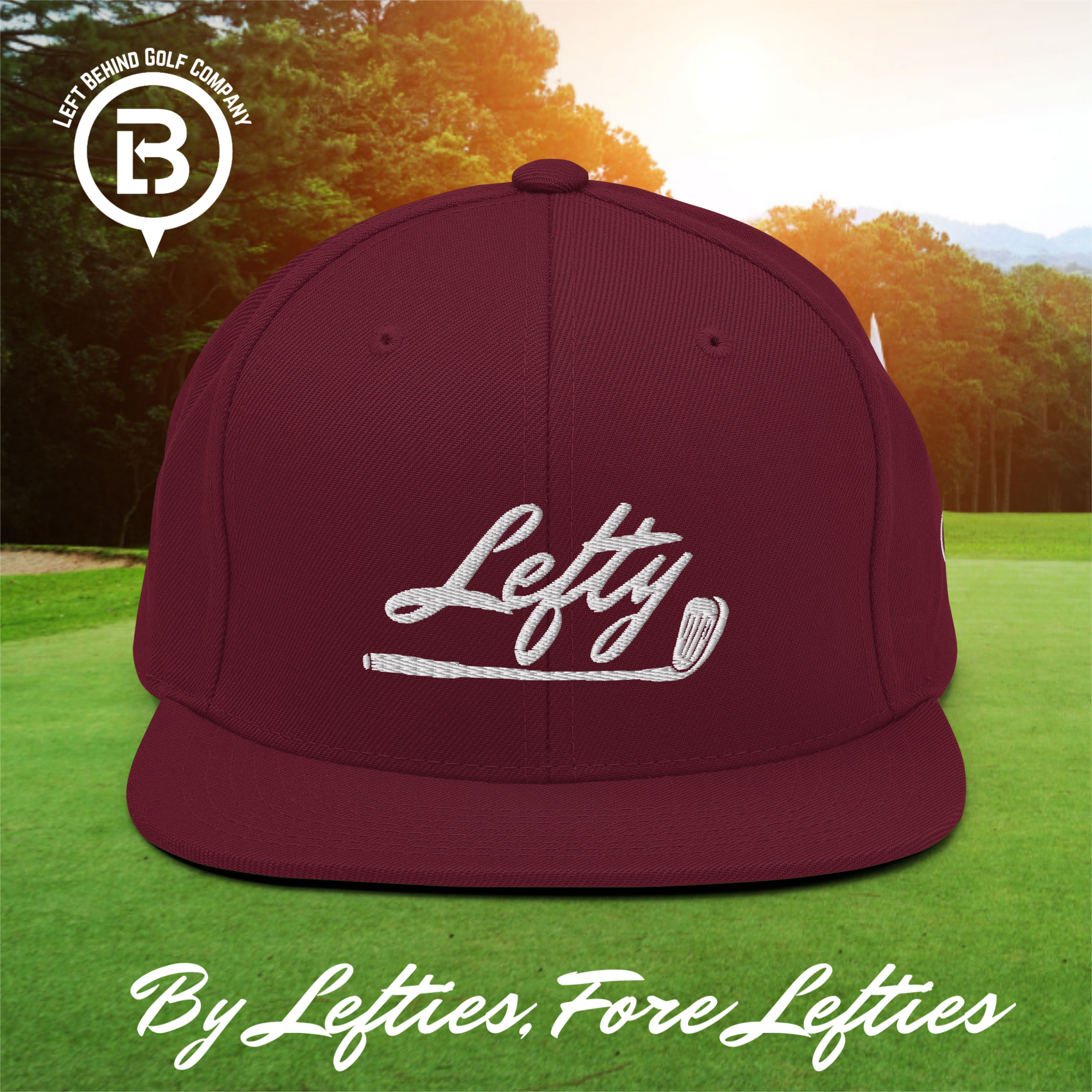Lefty Golf 2025 Snapback Hat - Structured High-Profile Mens Golf Hats