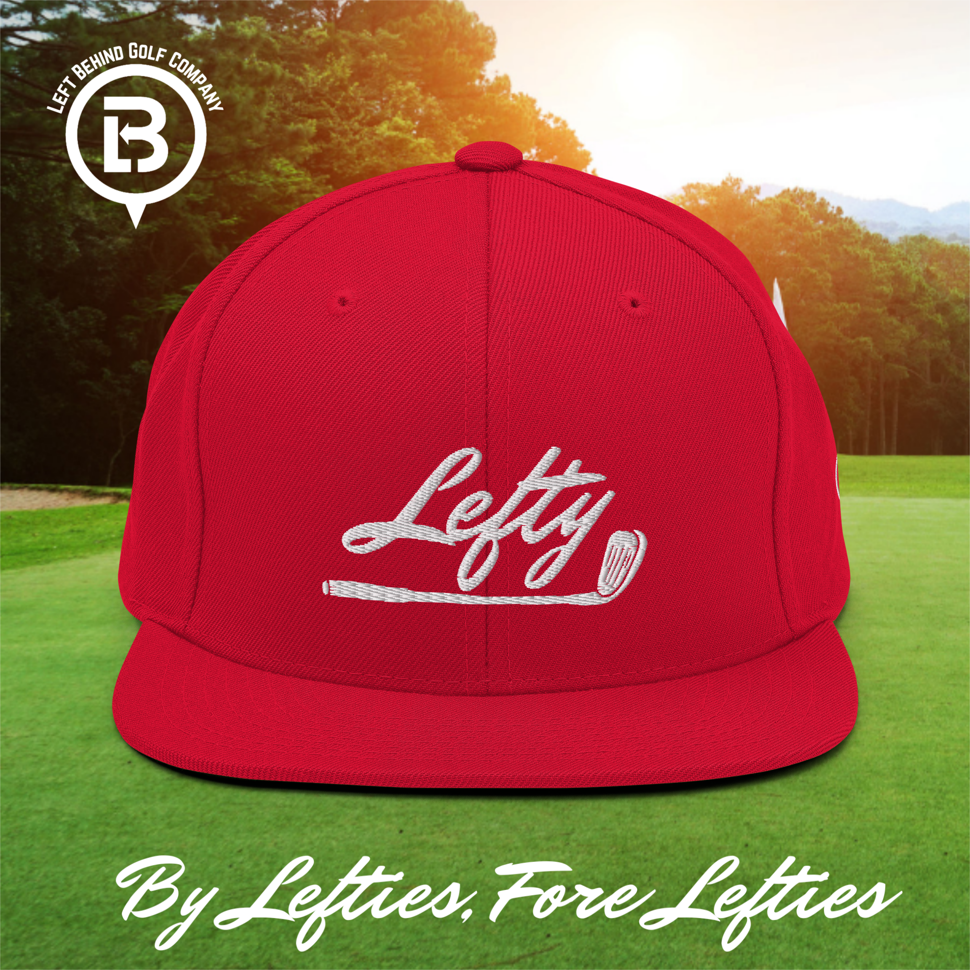 Lefty Golf 2025 Snapback Hat - Structured High-Profile Mens Golf Hats