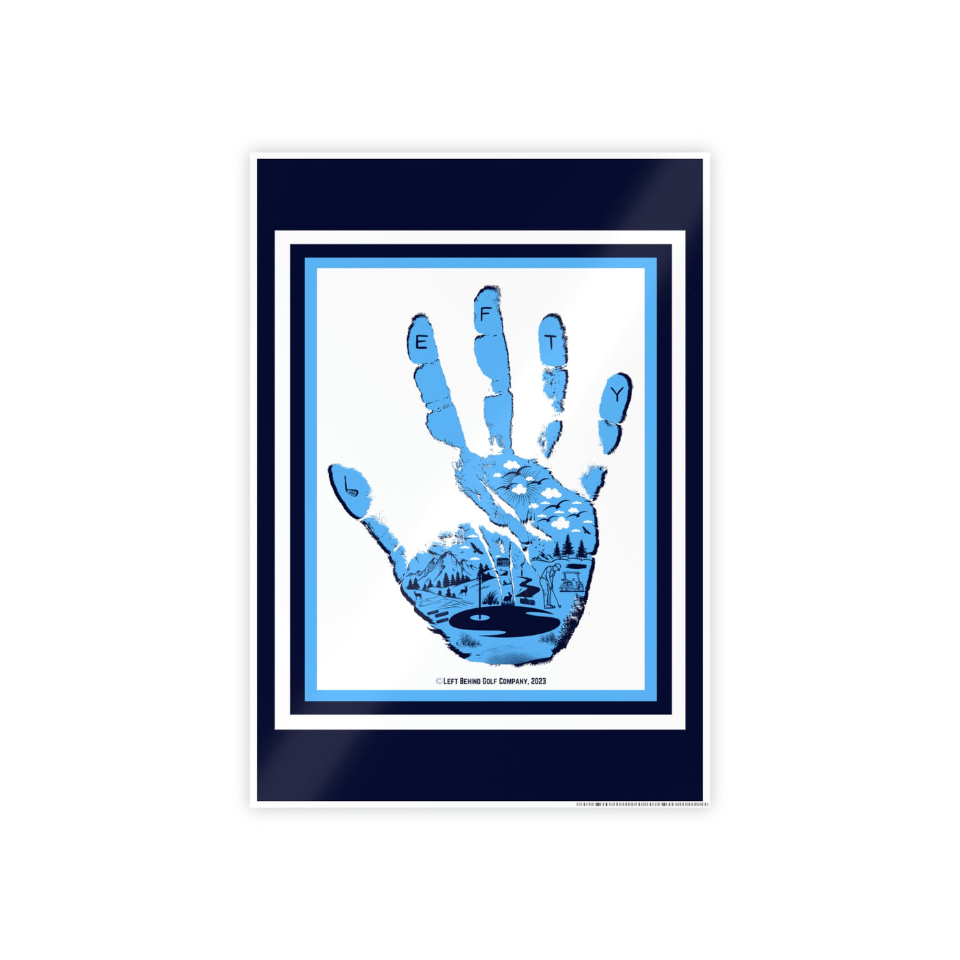 Lefty Golf Strong Hand Poster (White/Navy Blue/Baby Blue)