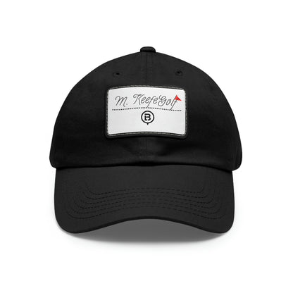 M.Keefe Golf Leather Patch Dad Hat (White/Black)