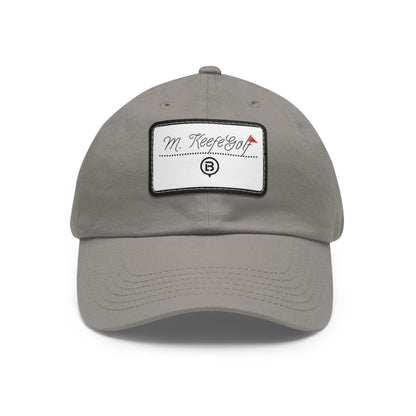 M.Keefe Golf Leather Patch Dad Hat (White/Black)