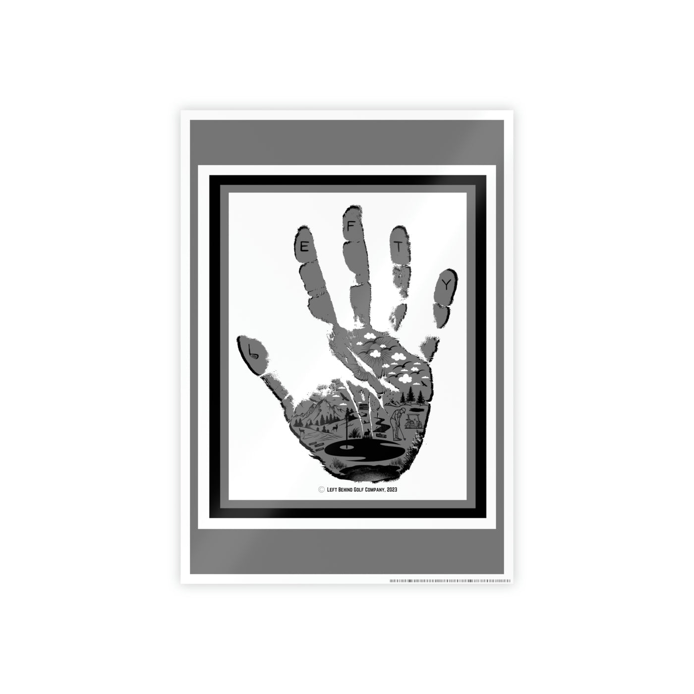 Lefty Golf Strong Hand Poster (White/Black/Grey)
